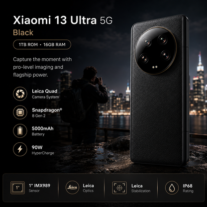 Xiaomi Mi 13 Ultra 5G 1TBGB ROM 16GB RAM Dual SIM GSM Unlocked - Black