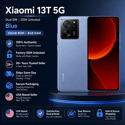 Xiaomi mI 13T 5G Dual SIM 256GB ROM 8GB RAM GSM Unlocked - Blue
