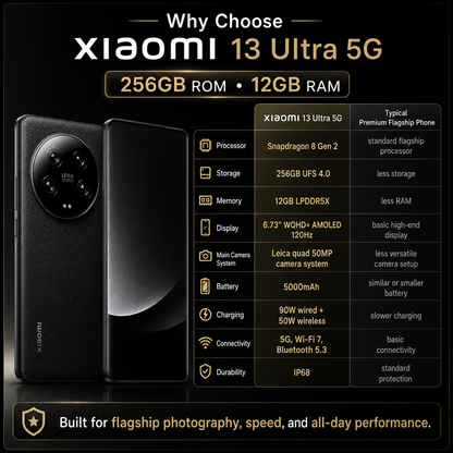 Xiaomi Mi 13 Ultra 5G 256GB ROM 12GB RAM Dual SIM GSM Unlocked - Black