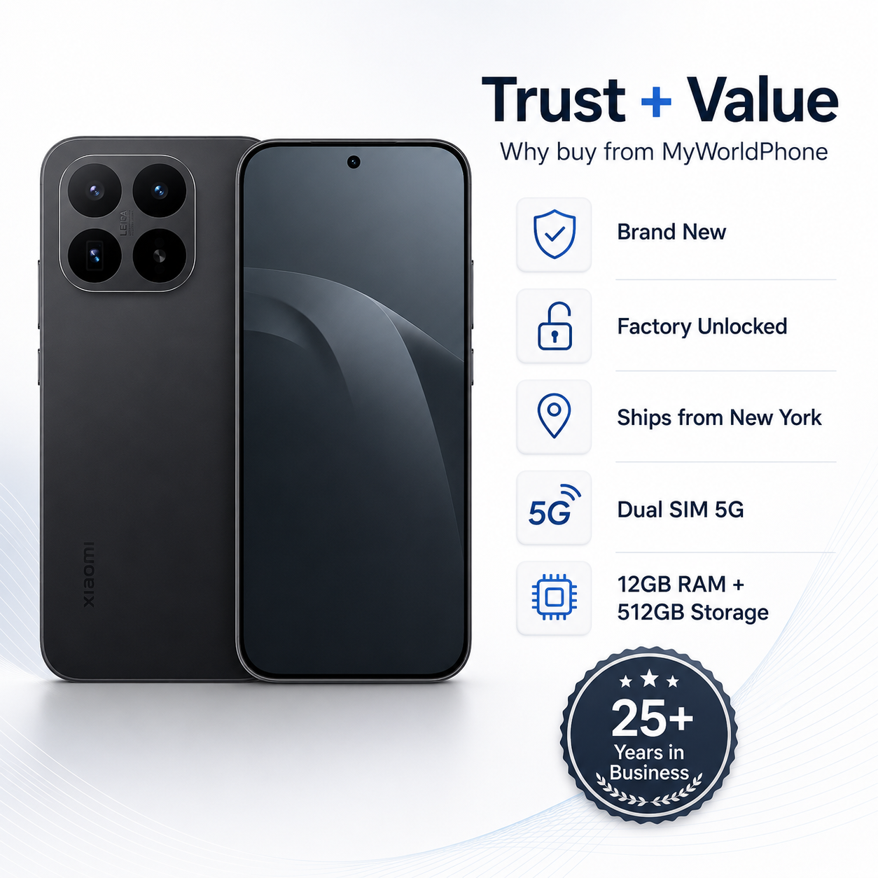 XIAOMI Mi 17T 5G  Black unlocked smartphone front and back with quad-camera array