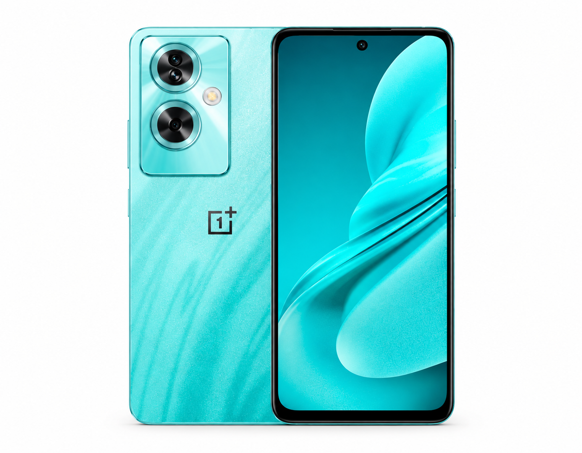 OnePlus Nord N30 SE unlocked cyan sparkle phone, dual rear cameras, edge-to-edge display
