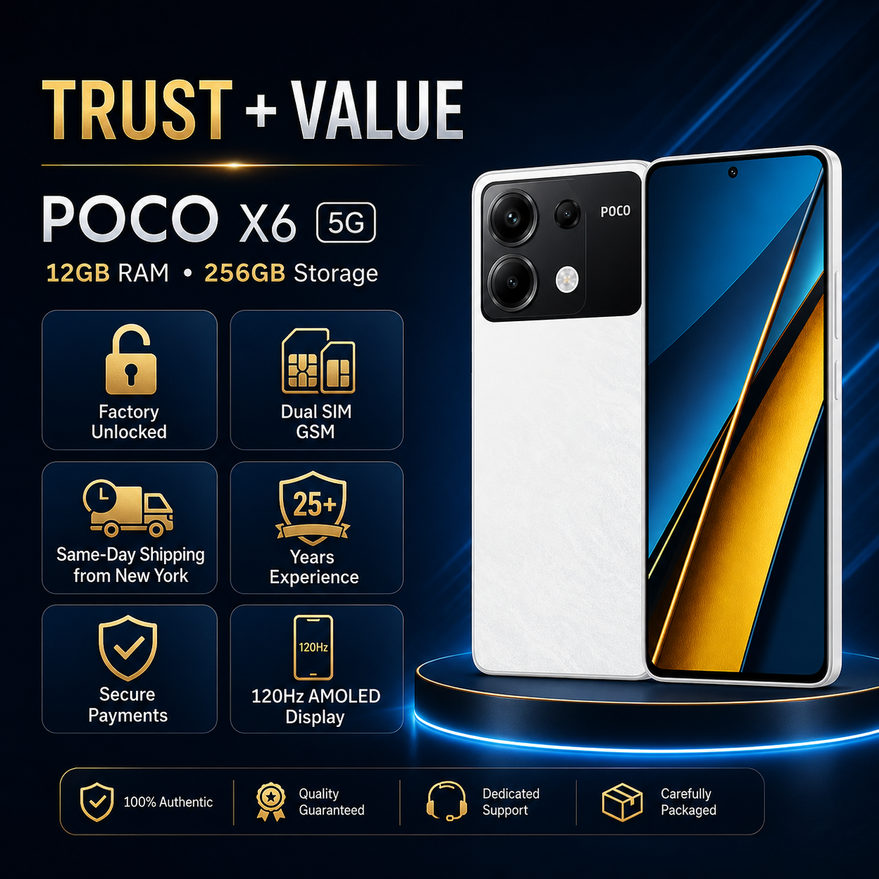 Xiaomi Poco X6 5G 256GB ROM 12GB RAM Dual SIM GSM Unlocked - White