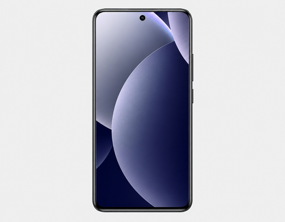 Xiaomi Redmi Note 15 Pro 4G Black smartphone front view with gradient wallpaper and centered camera hole
