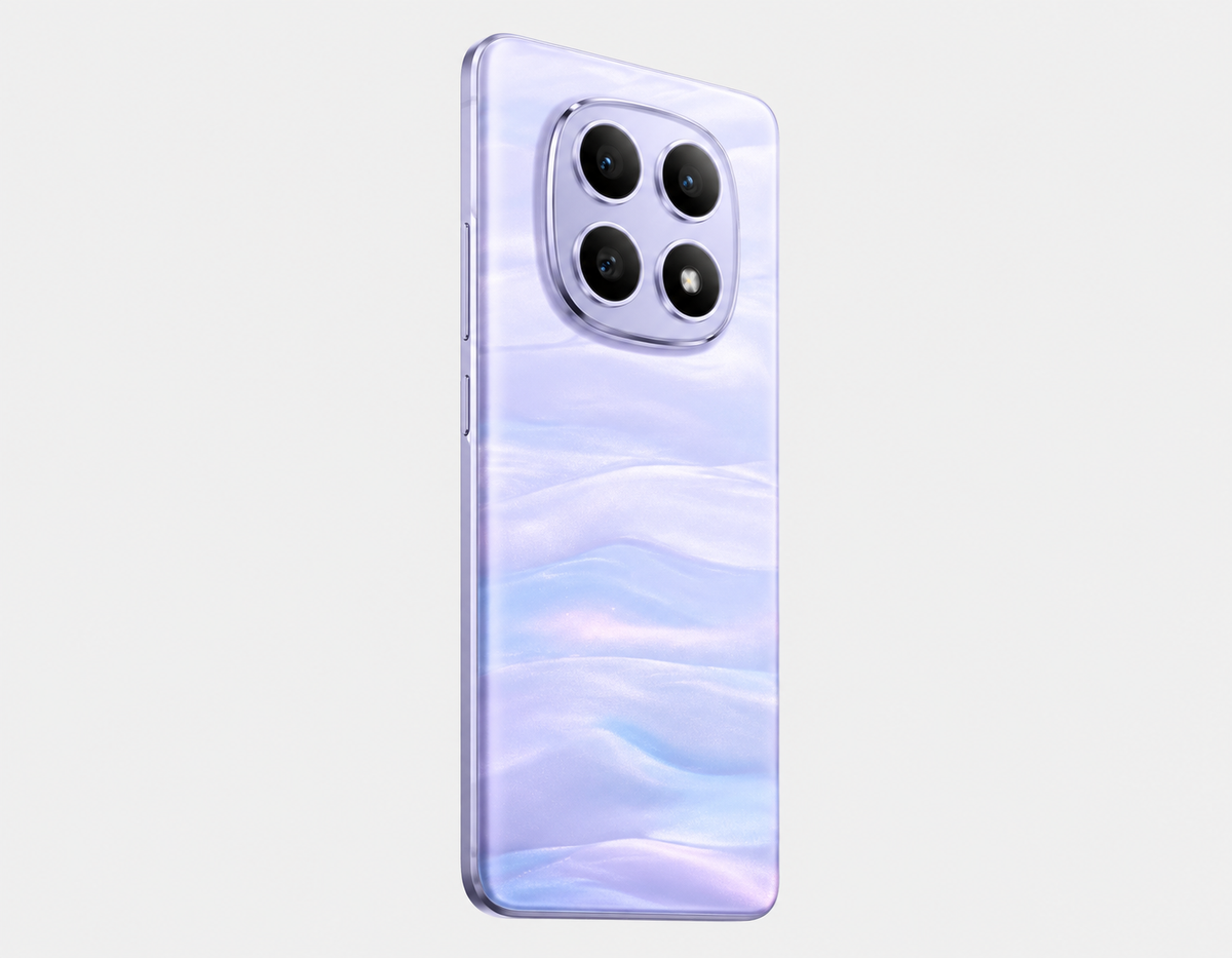 Xiaomi Redmi Note 15 5G  Purple smartphone back view with quad camera module and glossy finish.