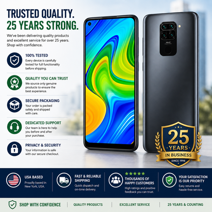 Xiaomi Redmi Note 9 3GB/64GB Dual Sim 6.53" 48MP GSM Unlocked- Onyx Black