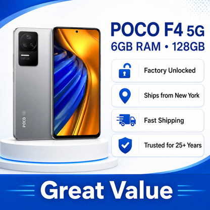 Xiaomi Poco F4 5G 128GB 6GB RAM Dual SIM GSM Unlocked - Moonlight Silver