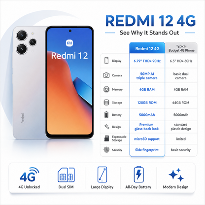 Xiaomi 12 4G Dual SIM 128GB ROM 4GB RAM GSM Unlocked - Blue