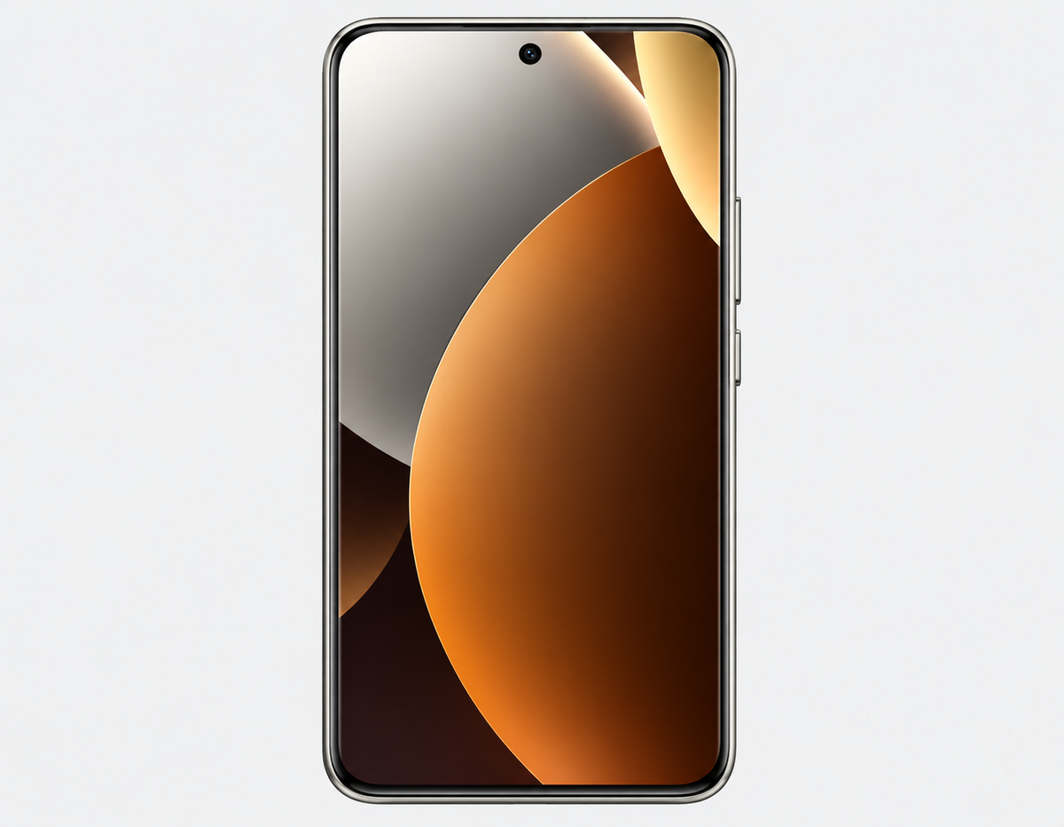 Xiaomi Redmi Note 15 Pro Plus 5G Brown smartphone front view with curved display and centered top camera cutout.