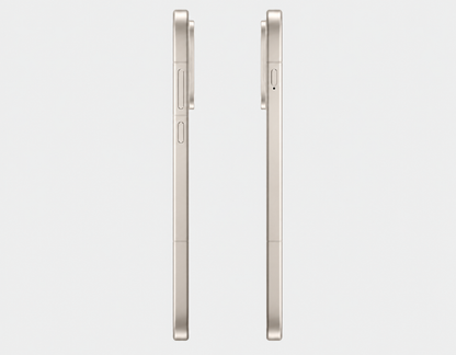 OnePlus 15 5G smartphone side profile in light beige with buttons