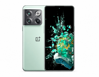 OnePlus Ace Pro 10T Jade Green smartphone with dual rear cameras and front screen view