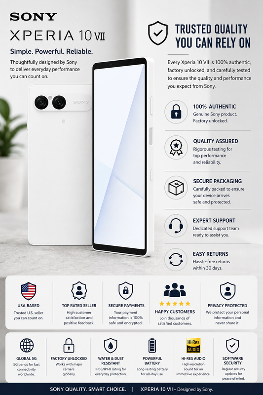 Sony Xperia 10 VII XQ-FE72 5G Dual SIM 128GB ROM 8GB RAM GSM Unlocked - White
