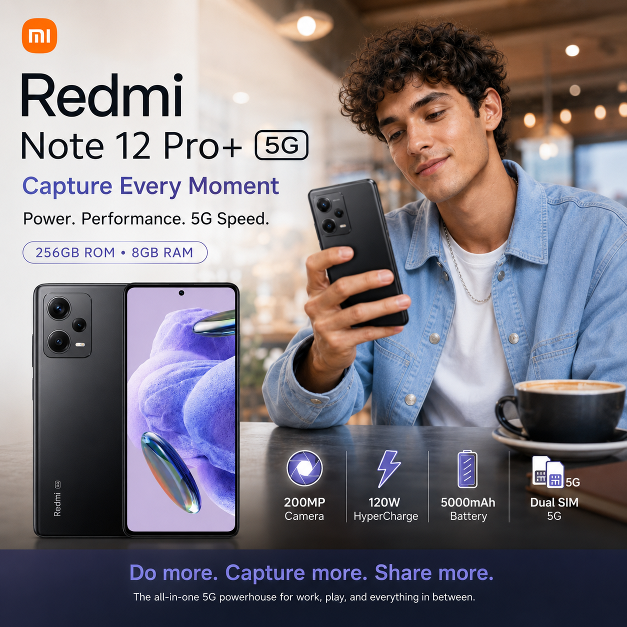 Xiaomi Redmi Note 12 Pro Plus 5G 256GB ROM 8GB RAM GSM Unlocked - Midnight Black