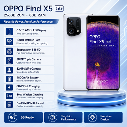 Oppo Find X5 5G CPH2307 DUAL SIM 8GB RAM 256GB ROM GSM Unlocked - White