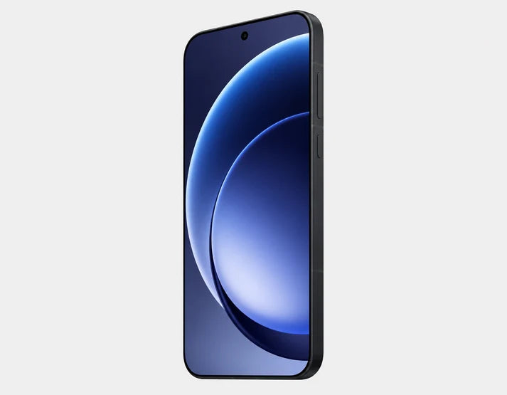OnePlus 15 5G Black OnePlus smartphone with front AMOLED screen showing blue abstract wallpaper