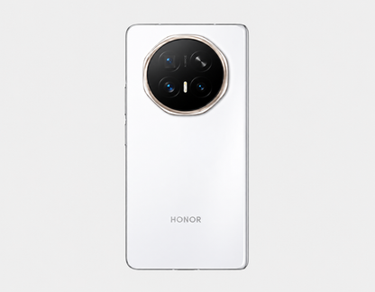 Honor Magic V6 5G White foldable smartphone back with circular quad-camera module.