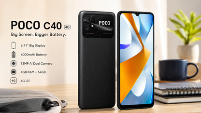 Poco C40 4G Dual SIM 64GB ROM 4GB RAM GSM Unlocked - Power Black