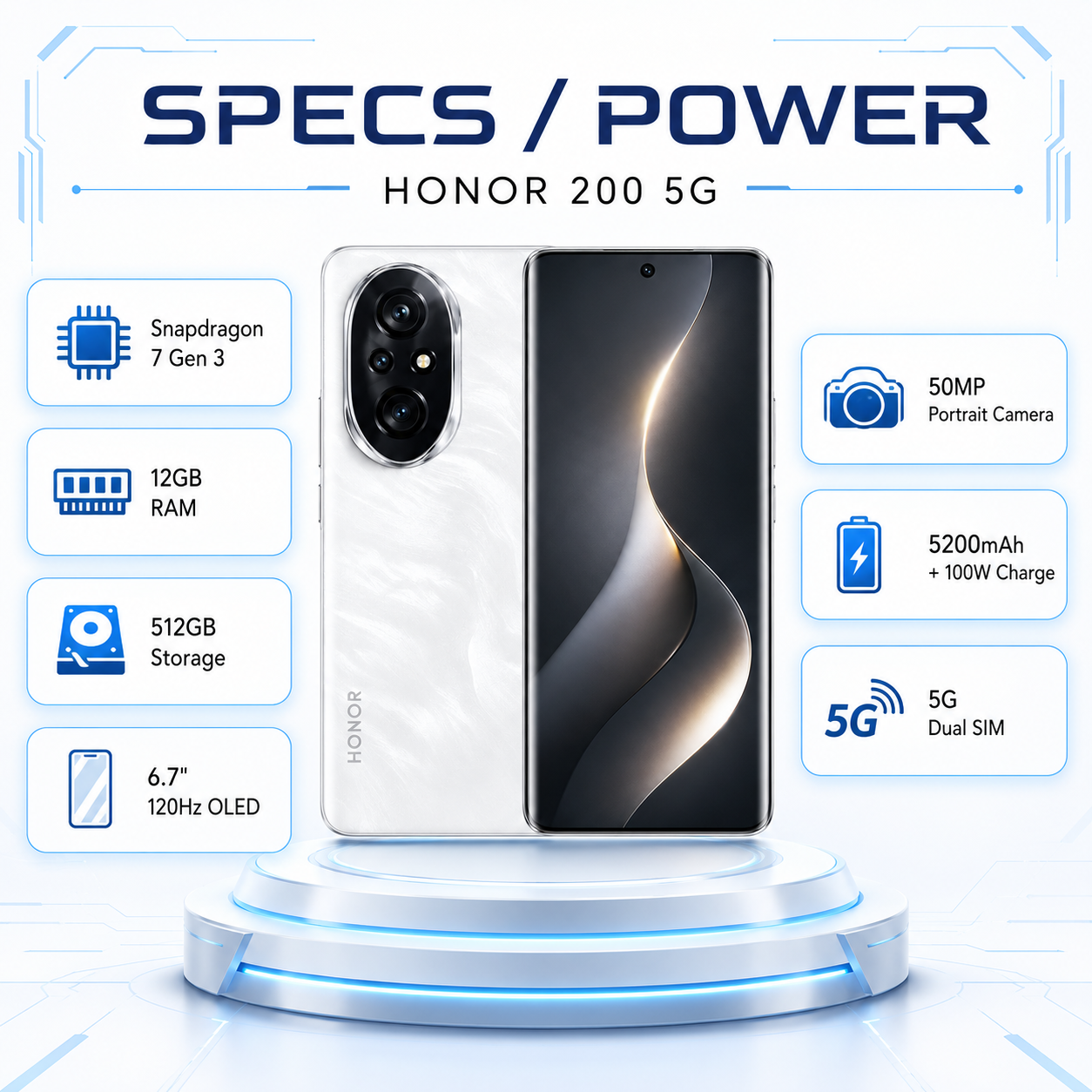 White smartphone with black front display