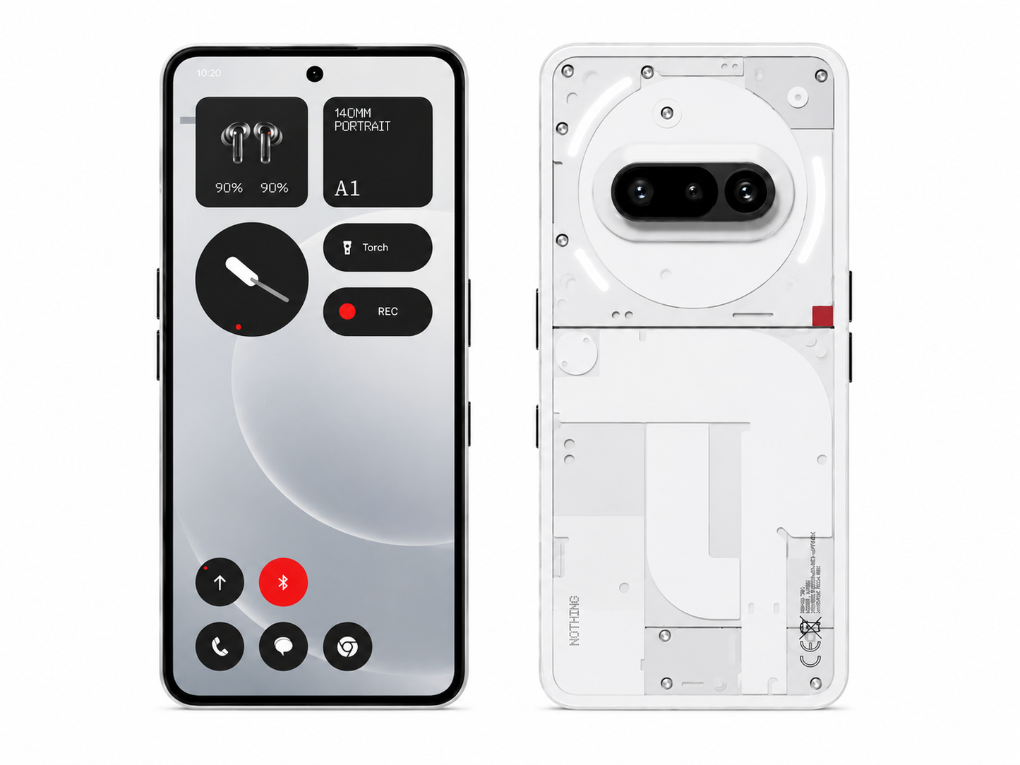 White Nothing Phone 3a 5G front and back view with dual rear camera