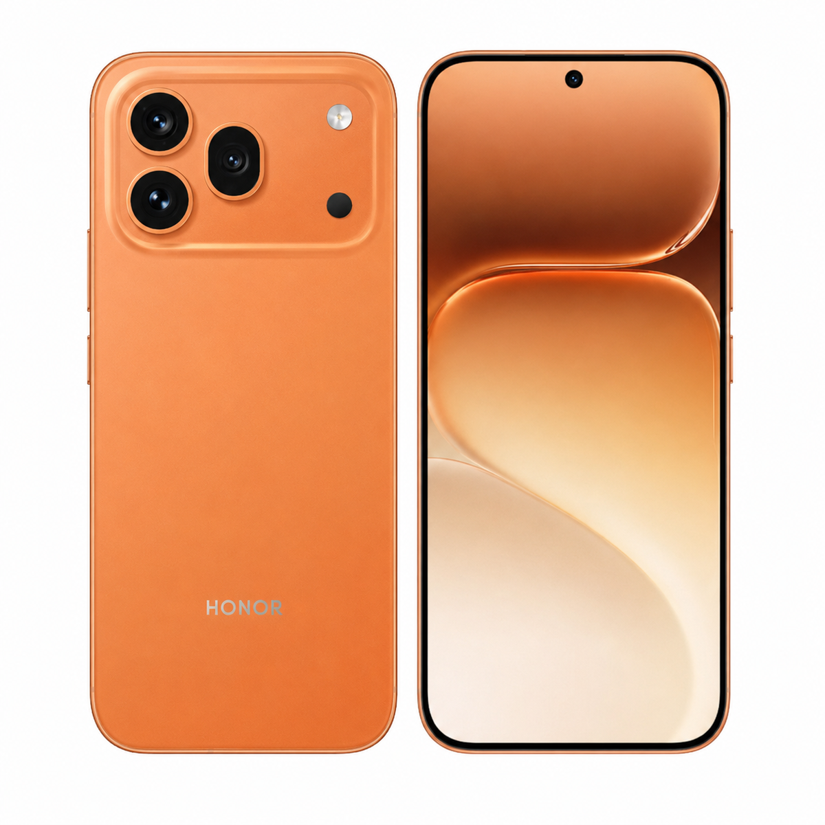 Orange Honor 600 Pro 5G smartphone front and back side-by-side