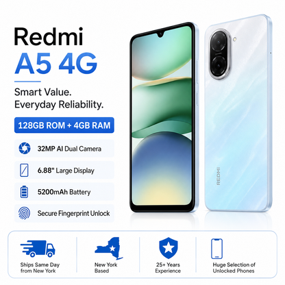 Xiaomi Redmi A5 4G 128GB ROM 4GB RAM Dual SIM GSM Unlocked - Blue