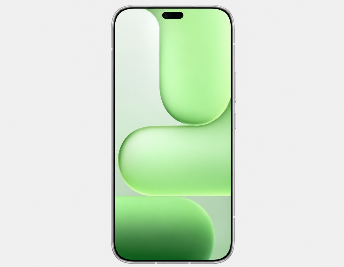 HONOR 600 Lite 5G Front view smartphone with green abstract wallpaper and black top notch