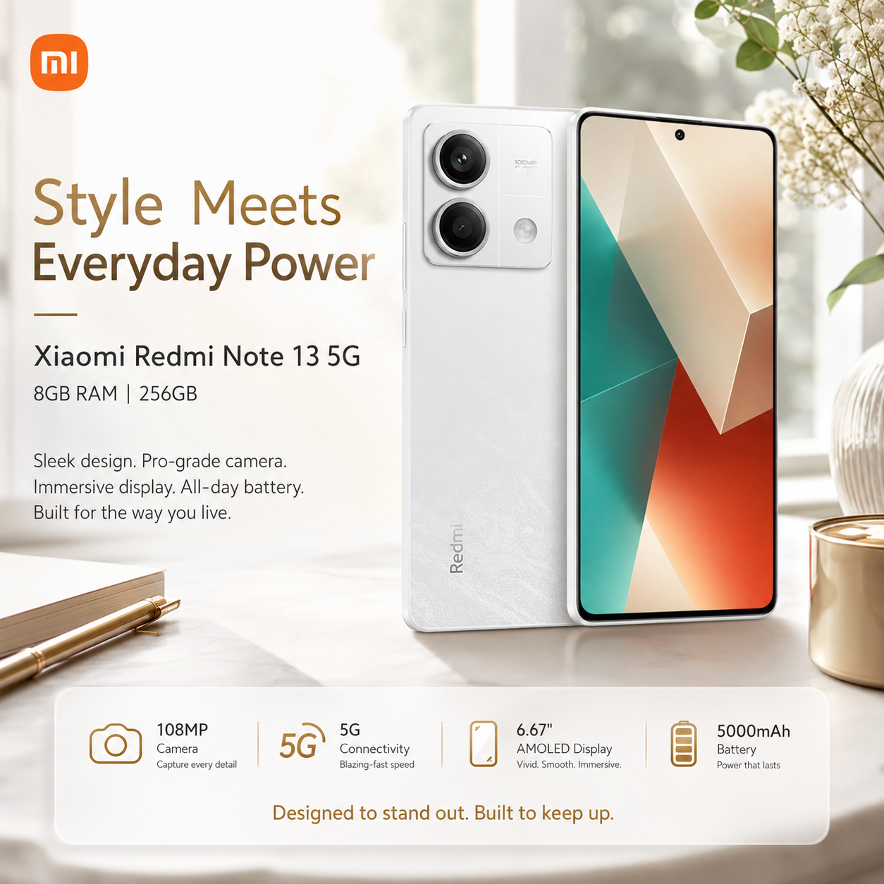 Xiaomi Redmi Note 13 5G 256GB ROM 8GB RAM Dual SIM GSM Unlocked - Artic White