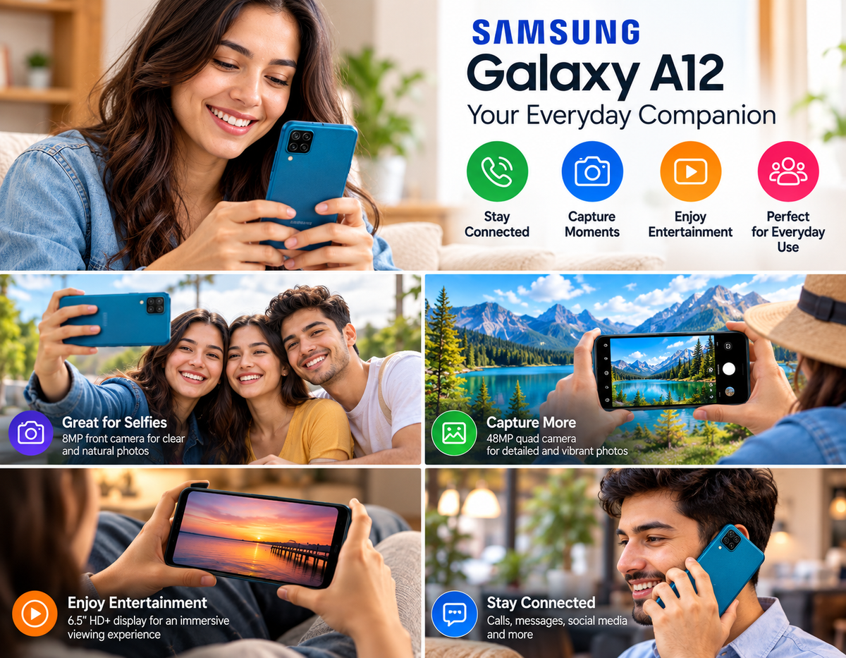 Samsung Galaxy A12 A127F 128GB 4GB RAM Dual SIM, GSM Unlocked - Blue