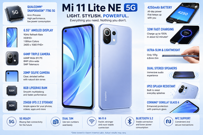 Xiaomi Mi 11 Lite NE 5G 256GB 8GB RAM Dual SIM GSM Unlocked - Bubblegum Blue