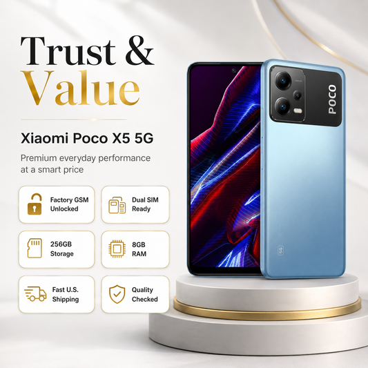 Xiaomi Poco X5 5G, Dual SIM, 256GB ROM 8GB RAM GSM Unlocked - Blue
