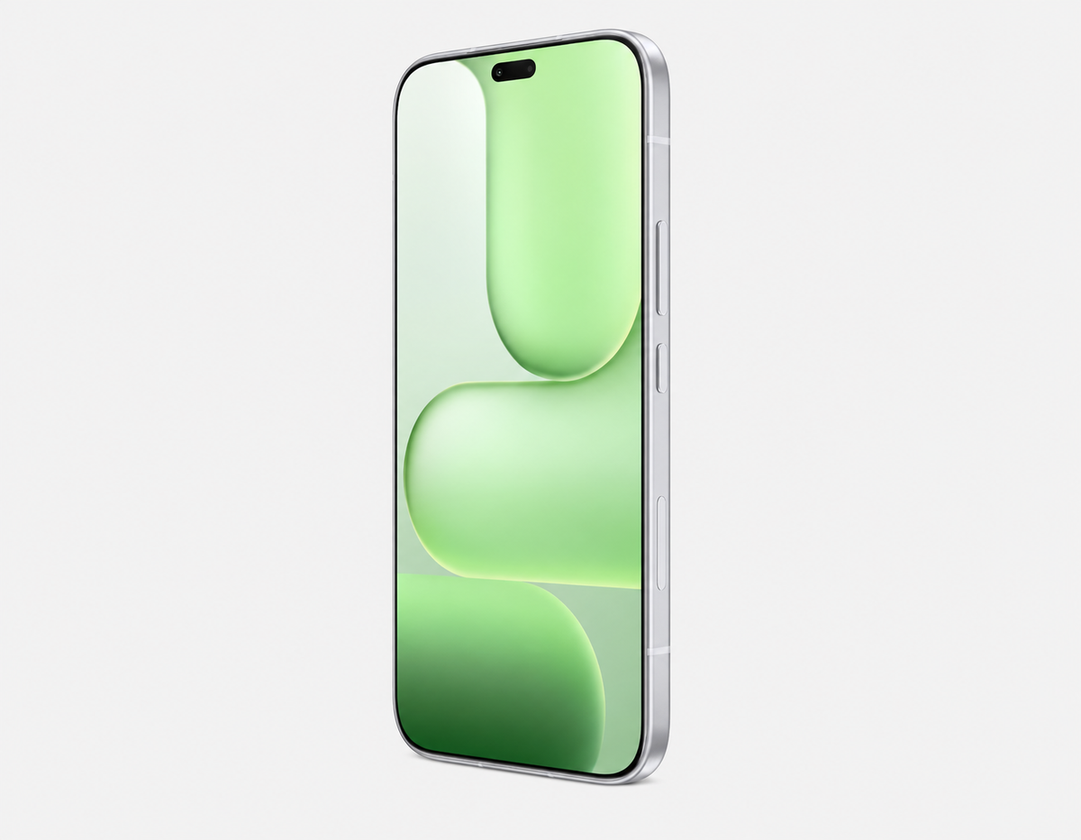 HONOR 600 Lite 5G Green smartphone front with abstract wallpaper, curved screen edges, and notch