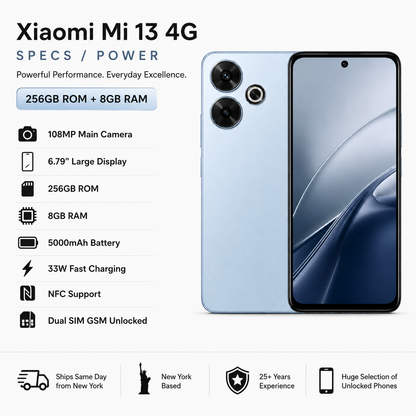 Xiaomi Redmi 13 4G Dual SIM 256GB ROM 8GB RAM GSM Unlocked - Blue
