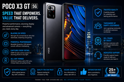 Poco X3 GT 5G 128GB 8GB RAM Dual SIM GSM Unlocked - Stargaze Black