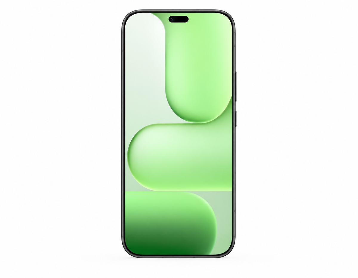 HONOR 600 Lite 5G Black smartphone front with green abstract wallpaper