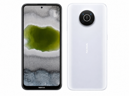 Snow Nokia X10 5G smartphone, front and back views, dual SIM