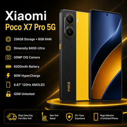 Xiaomi Poco X7 PRO 5G 256GB ROM 8GB RAM Dual SIM GSM Unlocked - Yellow