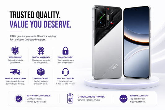 Xiaomi Poco F7 5G Silver smartphone with dual rear cameras and front display, unlocked dual SIM style