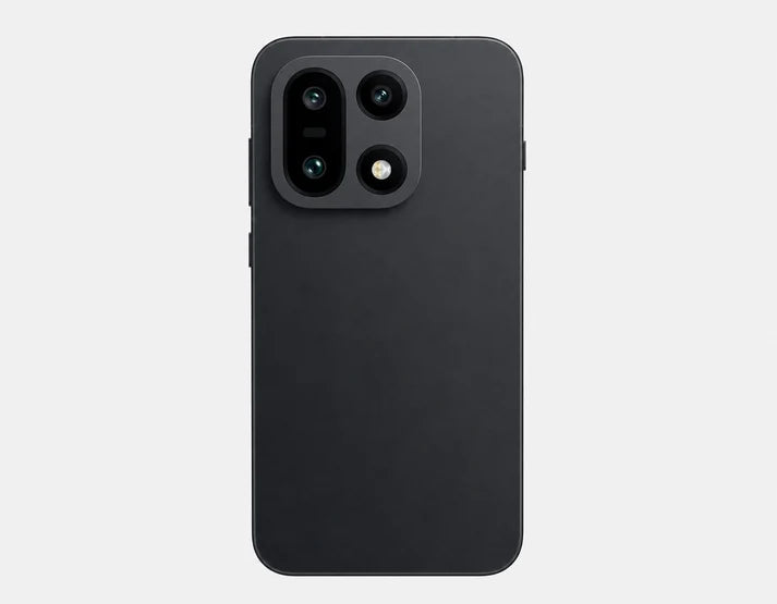 Black OnePlus 15 5G smartphone back view with dual camera lenses.