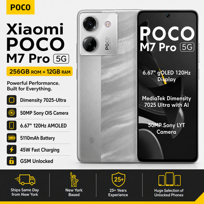 Xiaomi Poco M7 Pro 5G Dual SIM 256GB ROM 12GB RAM GSM Unlocked - Silver