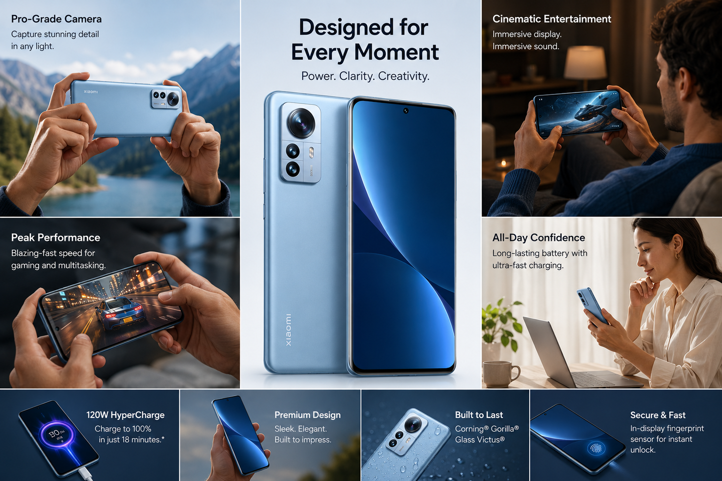 Xiaomi 12 Pro 5G Dual SIM 256GB ROM 12GB RAM GSM Unlocked - Blue