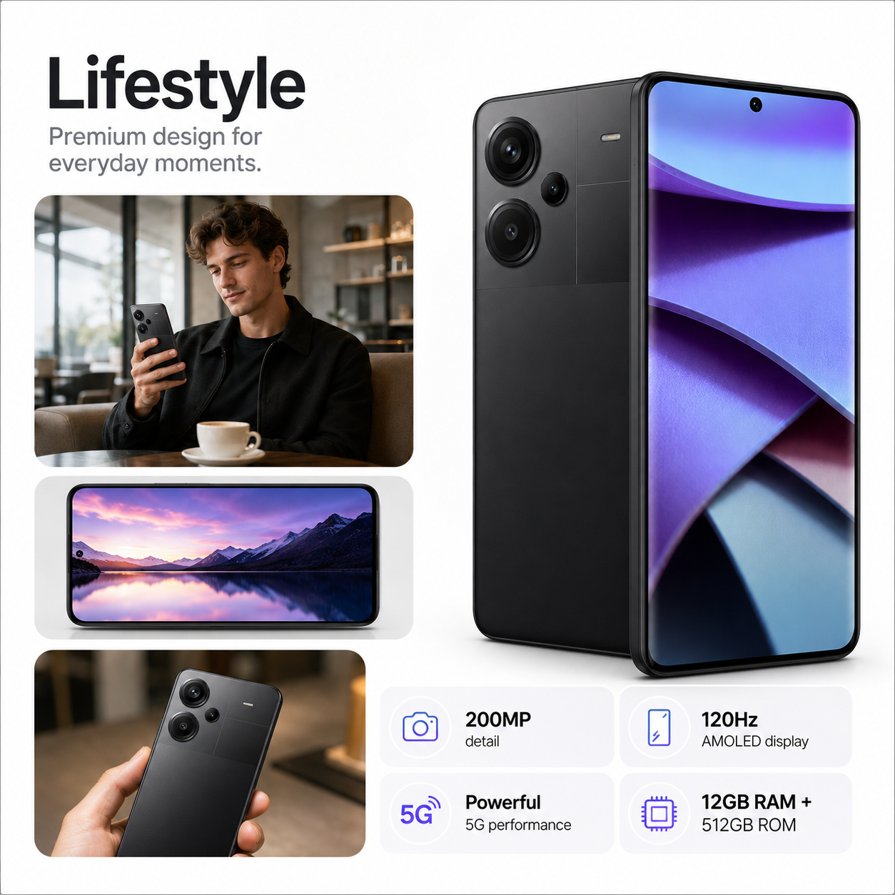 Xiaomi Redmi Note 13 PRO Plus 5G 512GB ROM 12GB RAM Dual SIM GSM Unlocked - Black