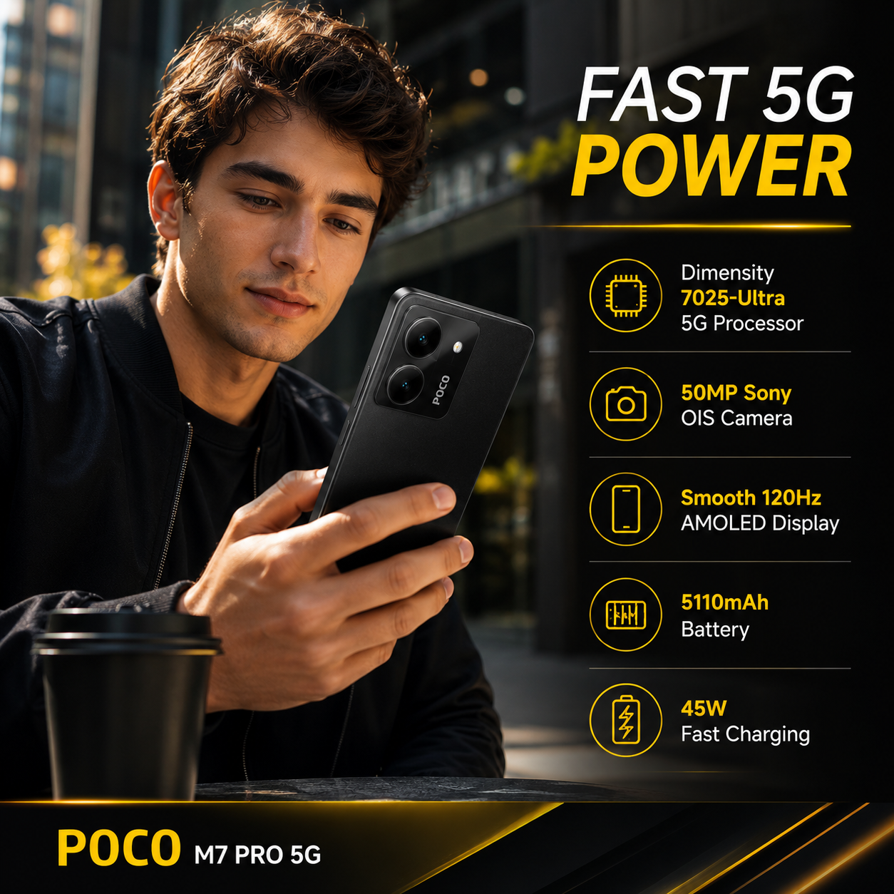 Xiaomi Poco M7 Pro 5G Dual SIM 512GB ROM 12GB RAM GSM Unlocked - Black