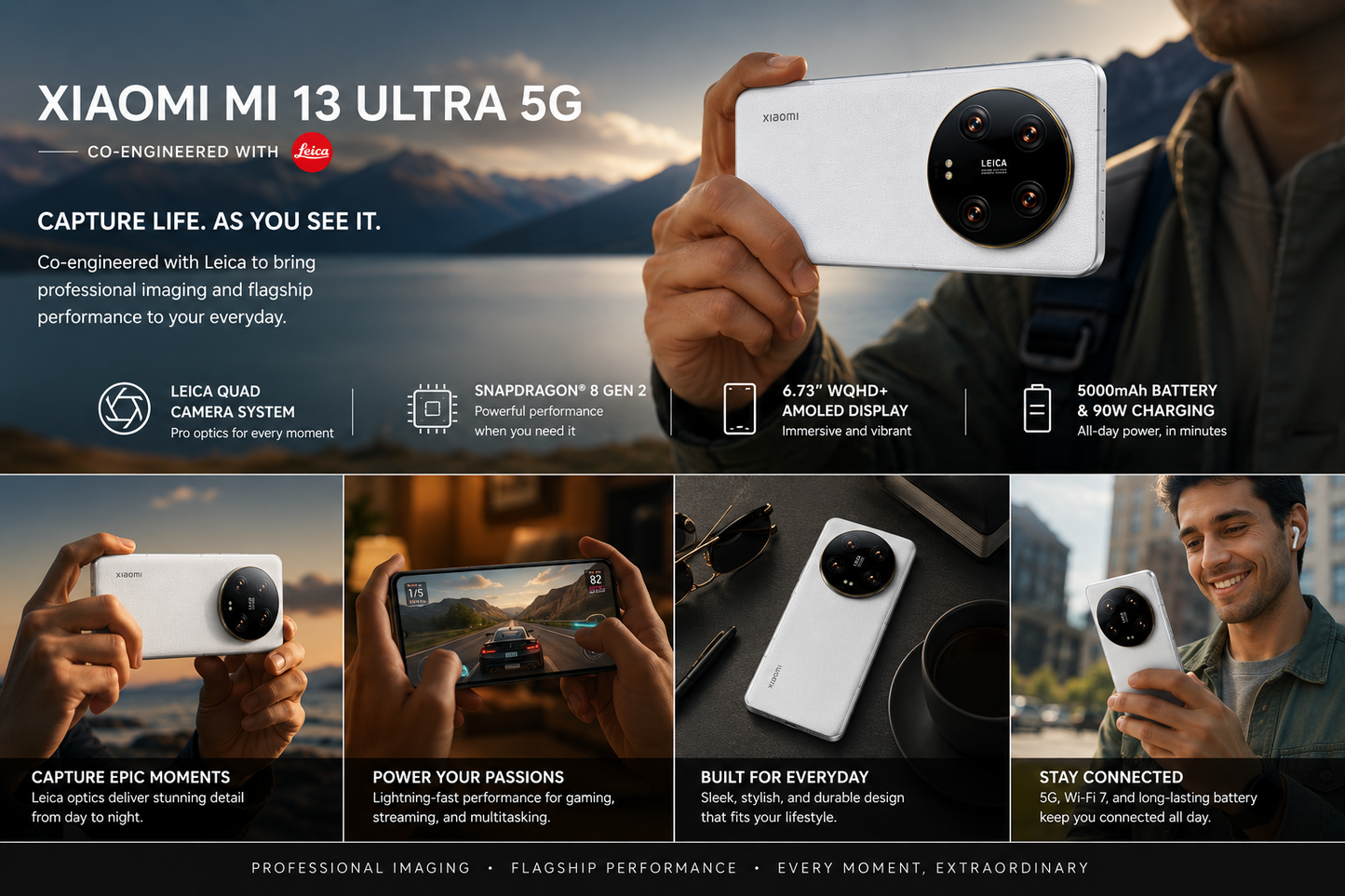 Xiaomi Mi 13 Ultra 5G 512GB ROM 16GB RAM Dual SIM GSM Unlocked - White