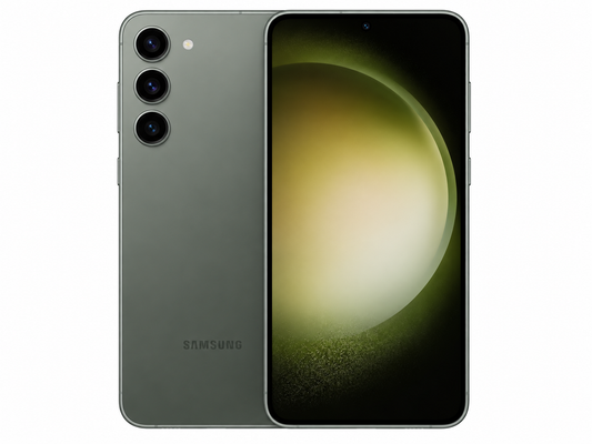 Samsung Galaxy S23+ 5G Green smartphone with front display and rear triple camera