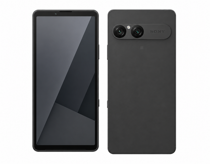 Black Sony Xperia 10 VII smartphone front and back view