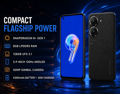 Asus Zenfone 9 AI2202 5G 128GB Dual SIM 8GB RAM GSM Unlocked - Black