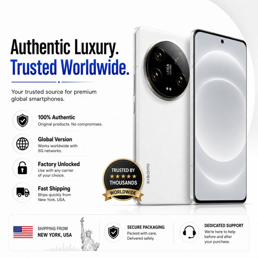 White smartphone with rear triple camera and glossy front display