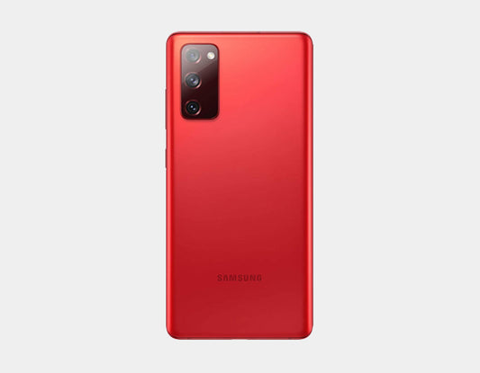 Samsung Galaxy S20 FE G780F GSM unlocked smartphone in Cloud Red with 128GB storage and 6GB RAM, dual SIM, front view.