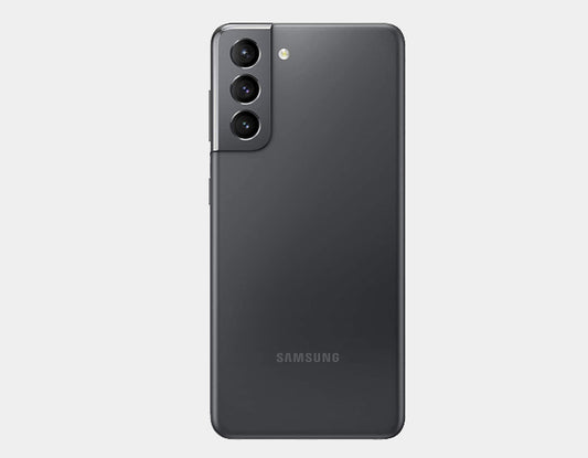 Samsung Galaxy S21 5G GSM unlocked phone in Phantom Gray with 128GB storage and 8GB RAM, displayed in close-up view.